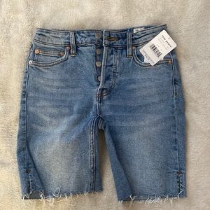NWT Free People Long Jean Shorts with Button Closure